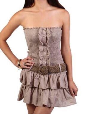Sugar and spice light brown lightweight summer dress with belt loops